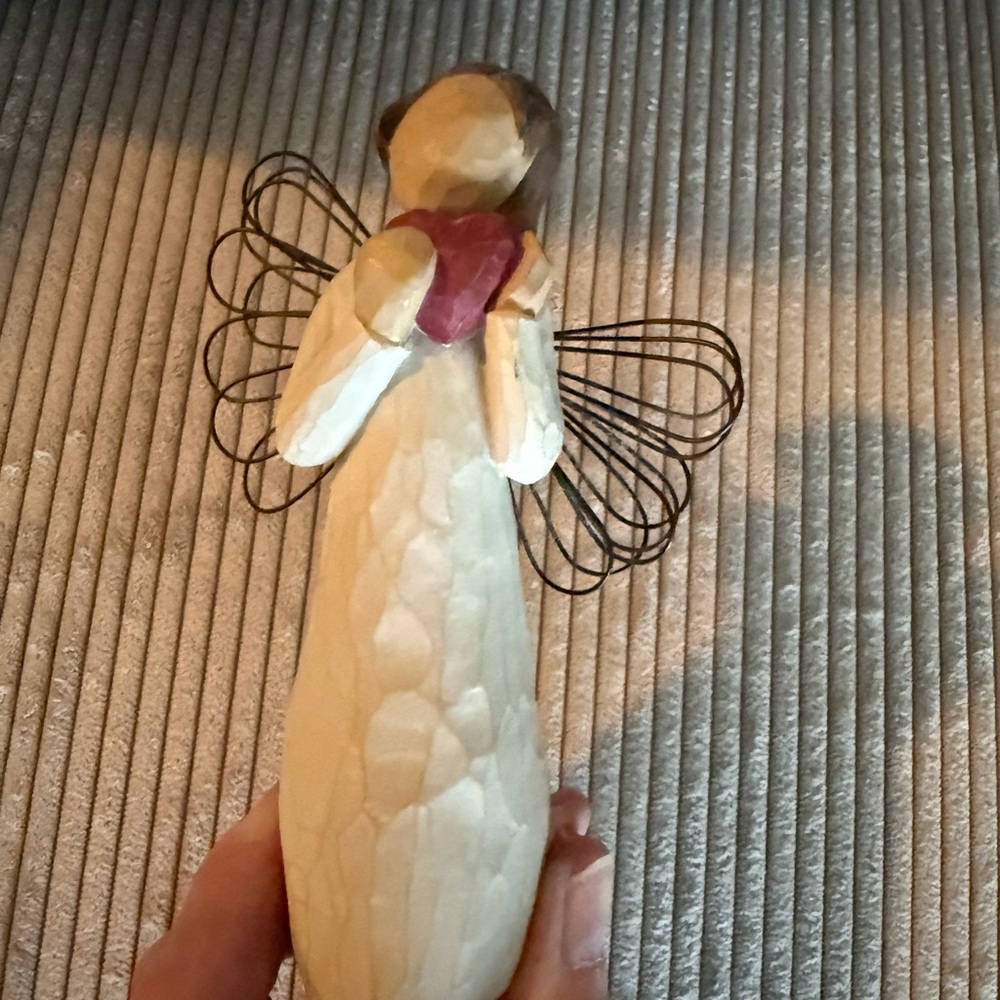 Willow Tree Cream and Red Angel Sculpture